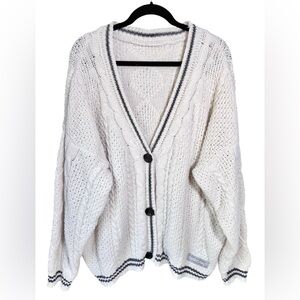 OFFICIAL Taylor Swift FOLKLORE Cardigan Unisex Size XL - 2XL Cream Black Stripe